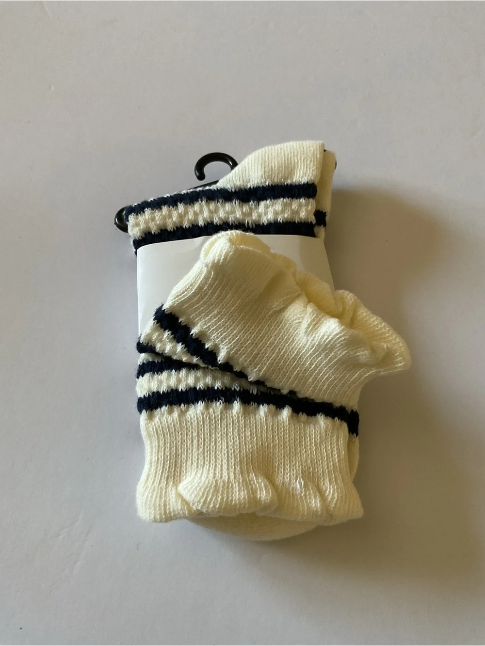CASA CLARA WOMENS COTTON SOCKS NAVY STRIPE ON IVORY OS NWT